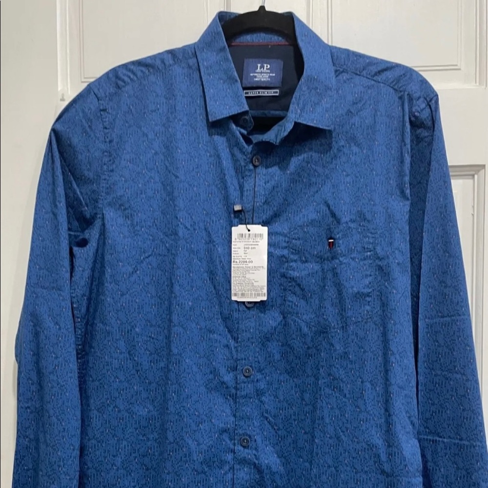 LP Louis Philippe Super Slim Fit Blue Men Shirt 40 F